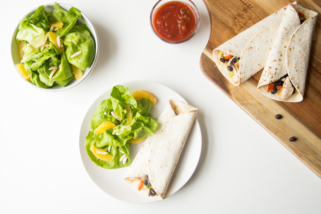 Cheesy Southwestern Black Bean Tortilla Wraps