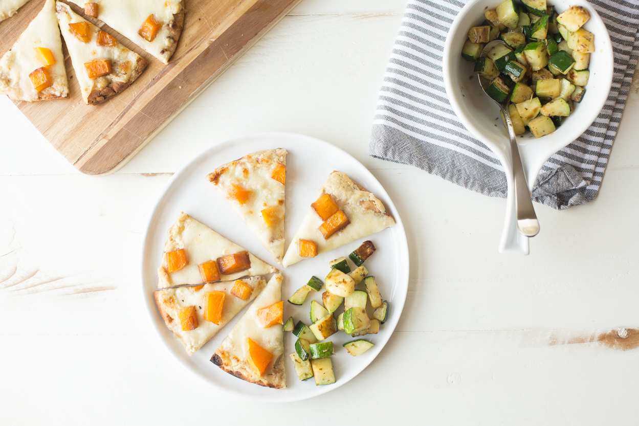 Roasted Butternut Squash Hummus Pita Pizzas