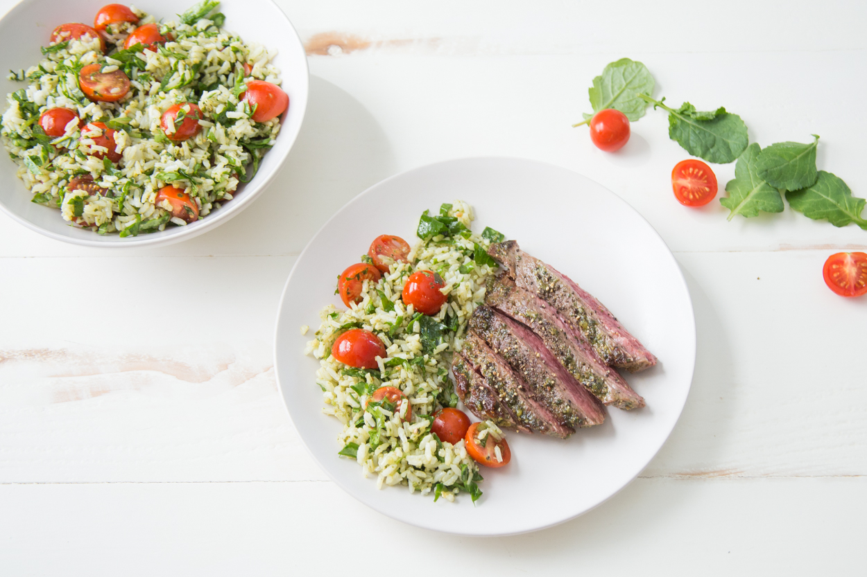 Skirt Steak with Cilantro Garlic Sauce