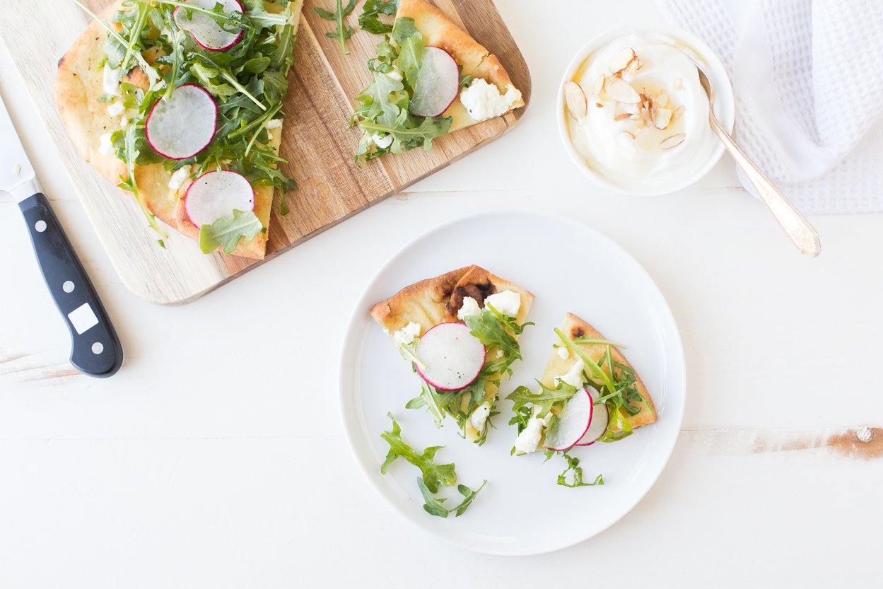 Radish, Arugula, and Goat Cheese Flatbread