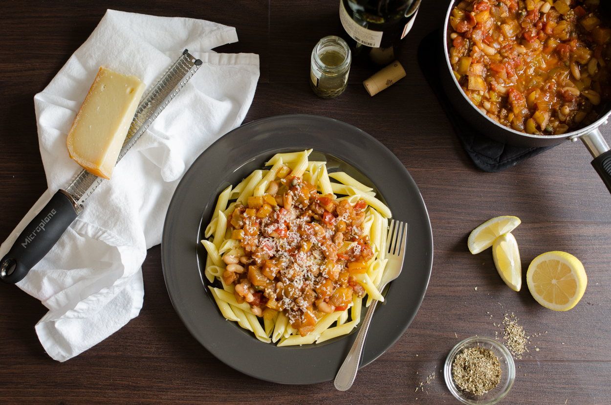 Penne with Eggplant and Tomato Ragu