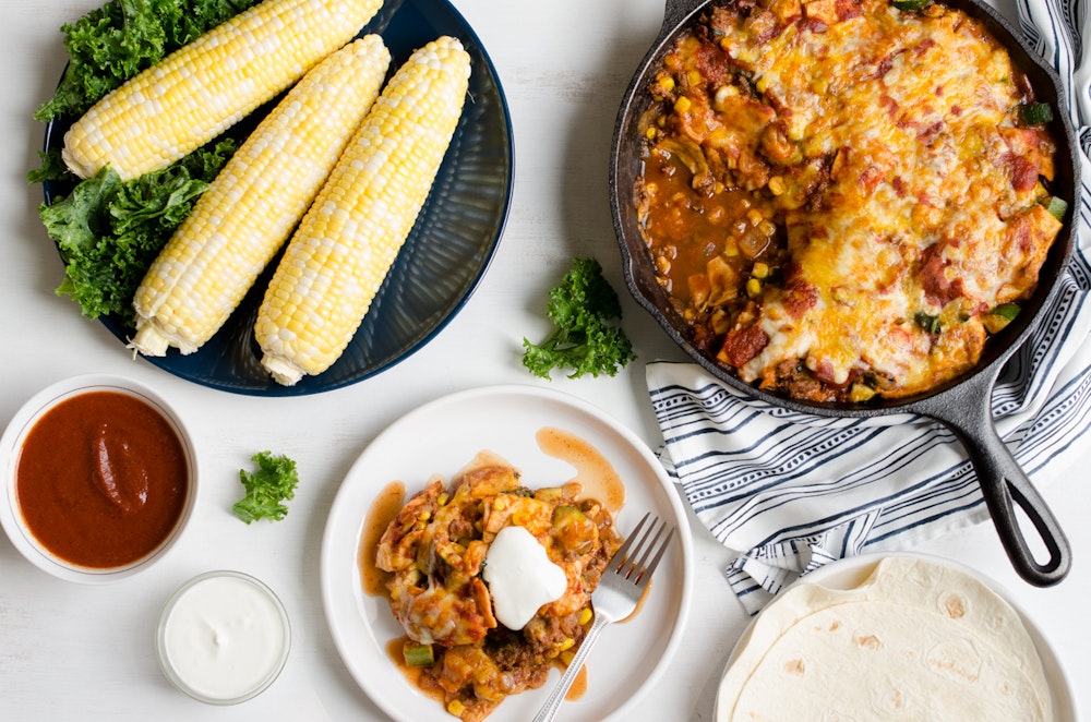 Skillet Enchiladas with Pinto Beans