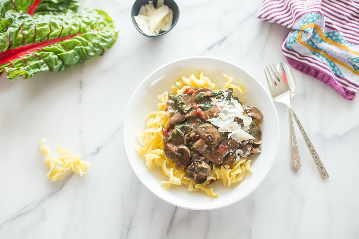 Creamy Chard and Mushroom Stroganoff