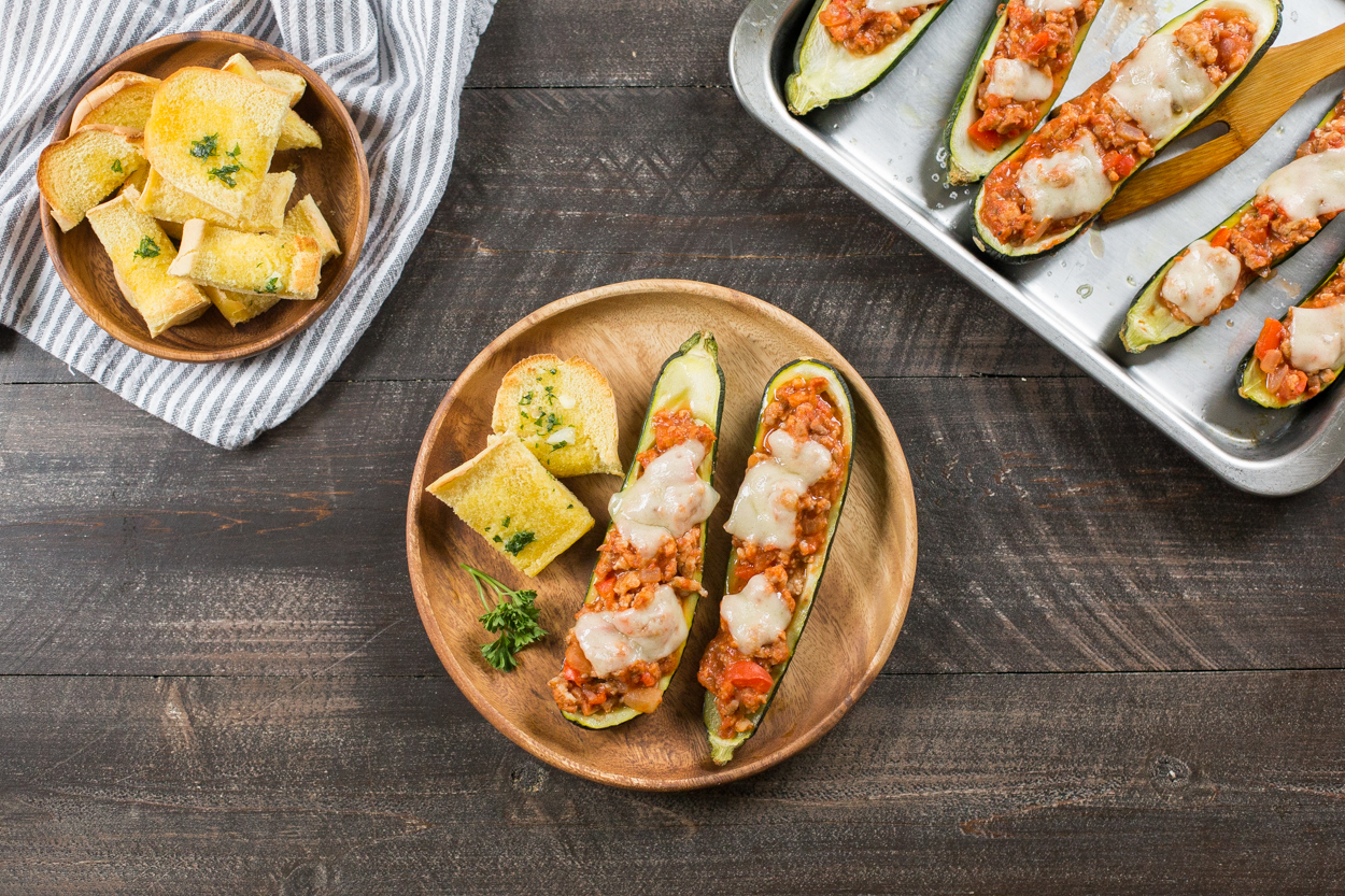 Pizza-Stuffed Zucchini Boats