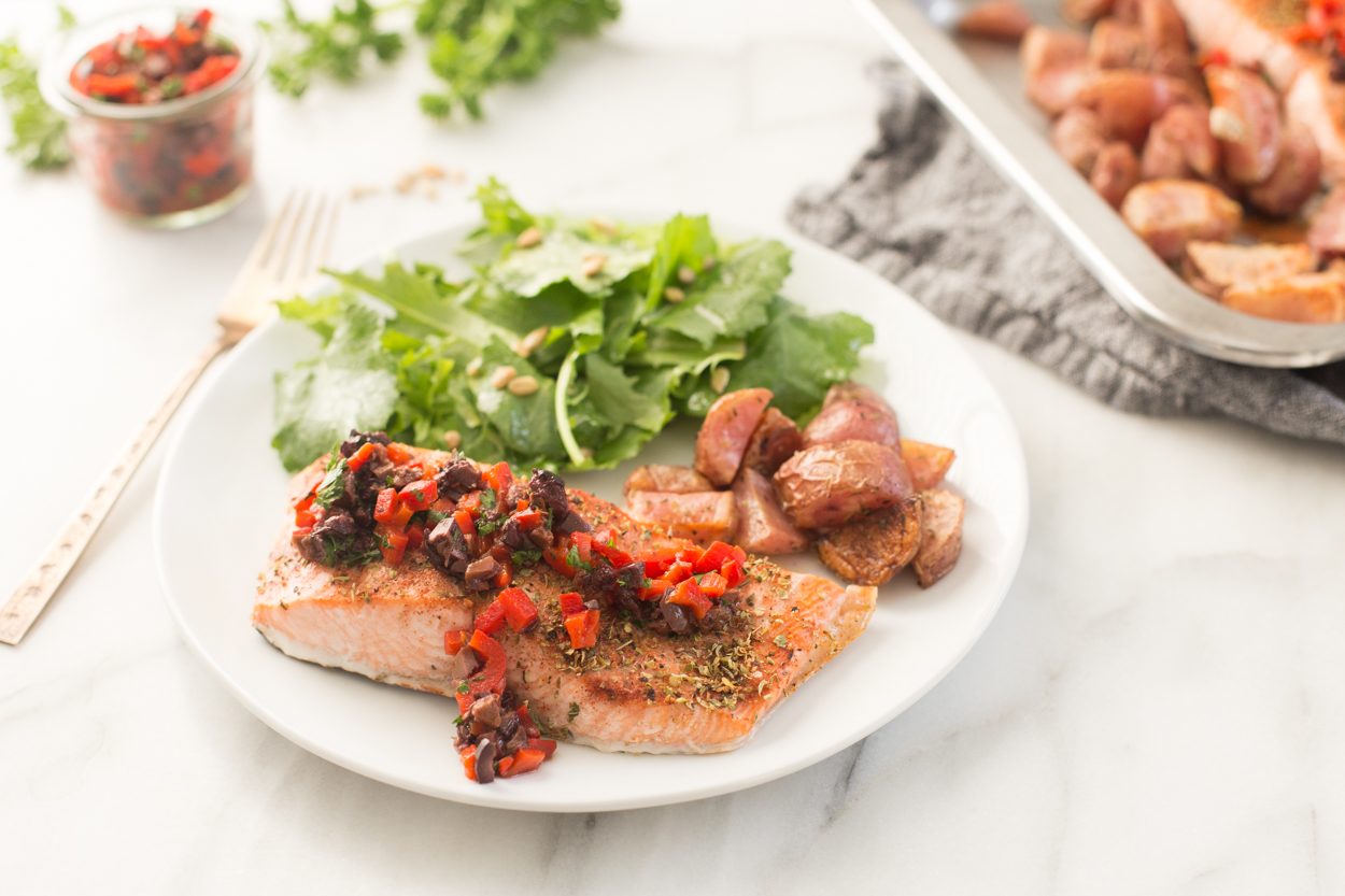 Sheet Pan Greek Salmon