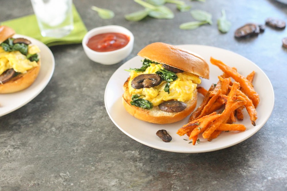 Mushroom and Spinach Breakfast Sandwiches