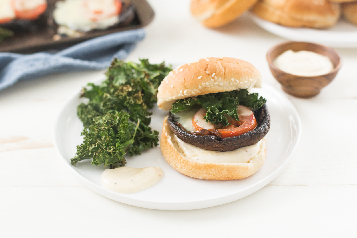 Swiss Cheese Stuffed Portobello Mushroom Burgers