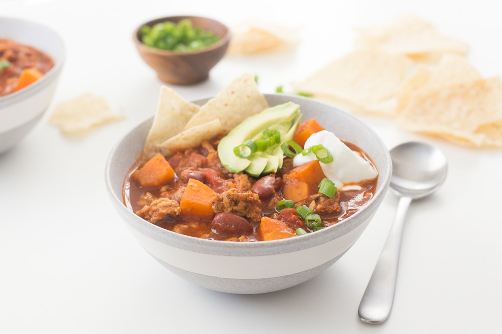 Slow Cooker (or not) Turkey and Sweet Potato Chili 
