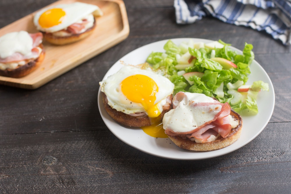 Croque Madame on English Muffins