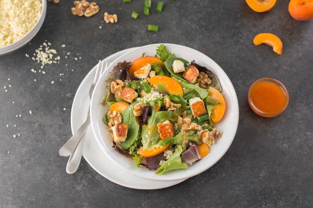 Grilled Pork Chop, Apricot, and Cauliflower Rice Salad