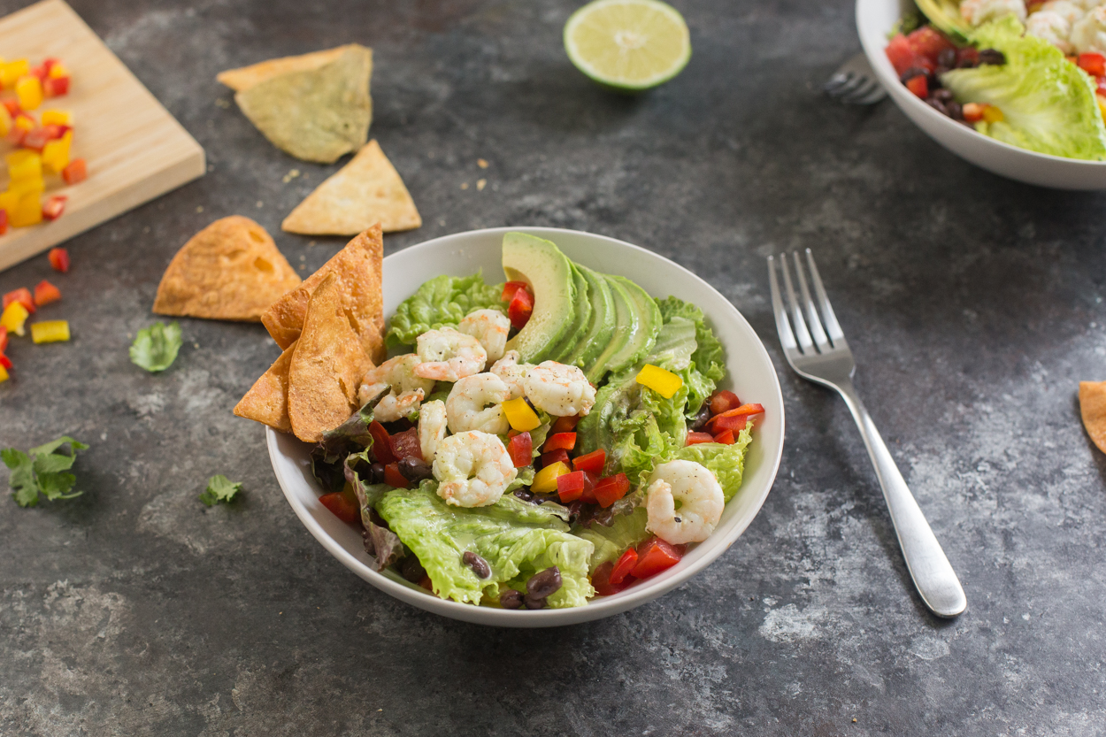 Shrimp and Avocado Taco Salad