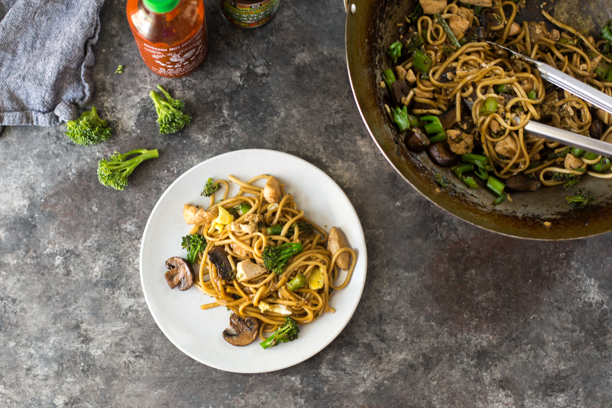 Drunken Udon Noodles with Chicken 