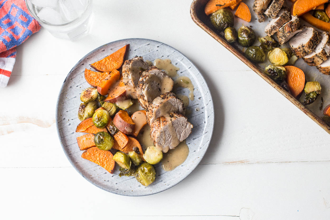 Sheet Pan Pork Tenderloin with Herb Pan Sauce