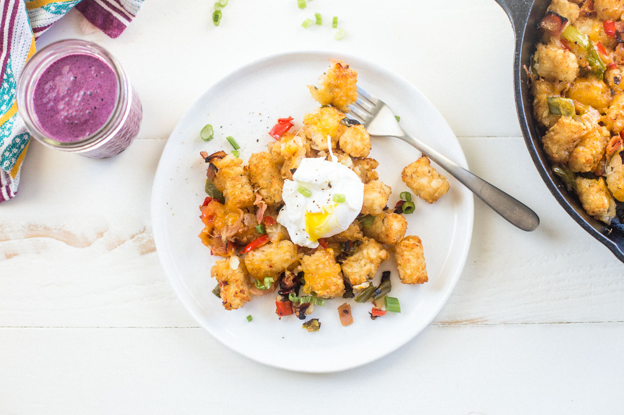 Skillet Denver Tots with Poached Egg 
