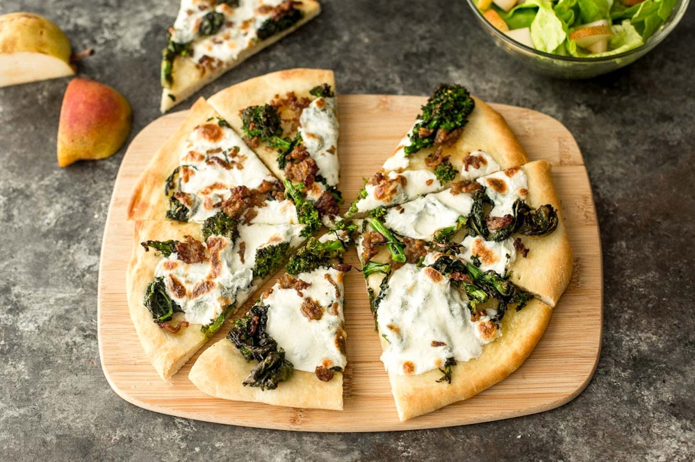 Pizza Bianca with Sausage and Broccoli Rabe 