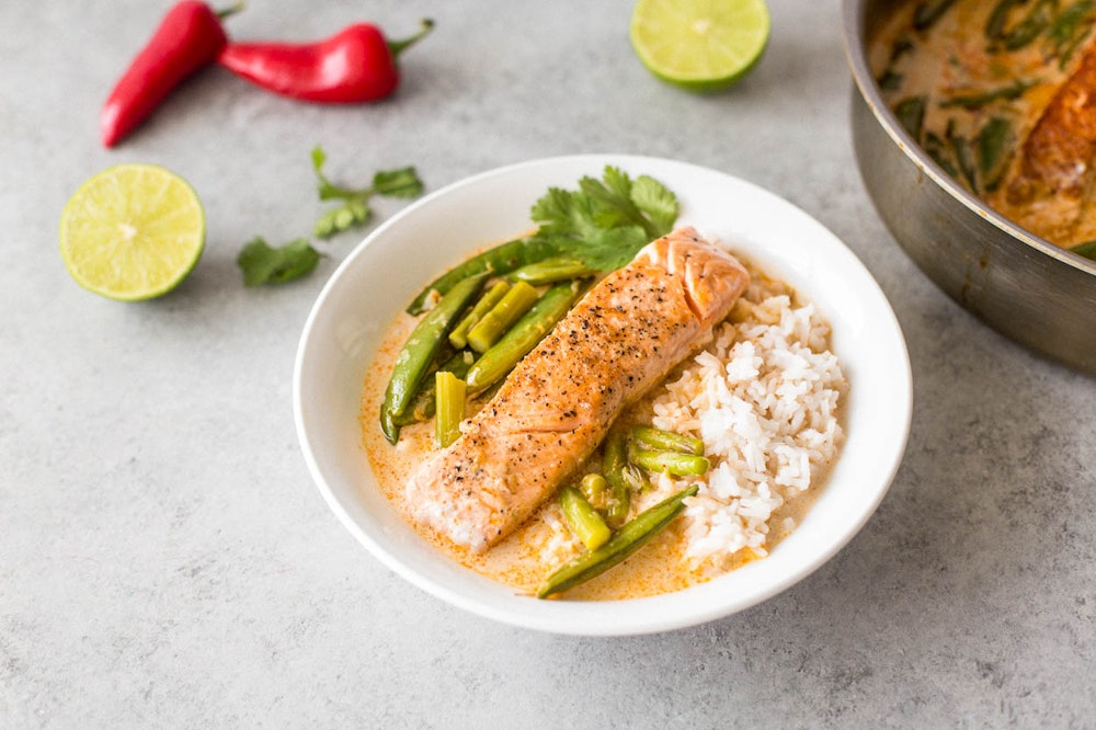 Poached Salmon in Coconut Lime Curry 