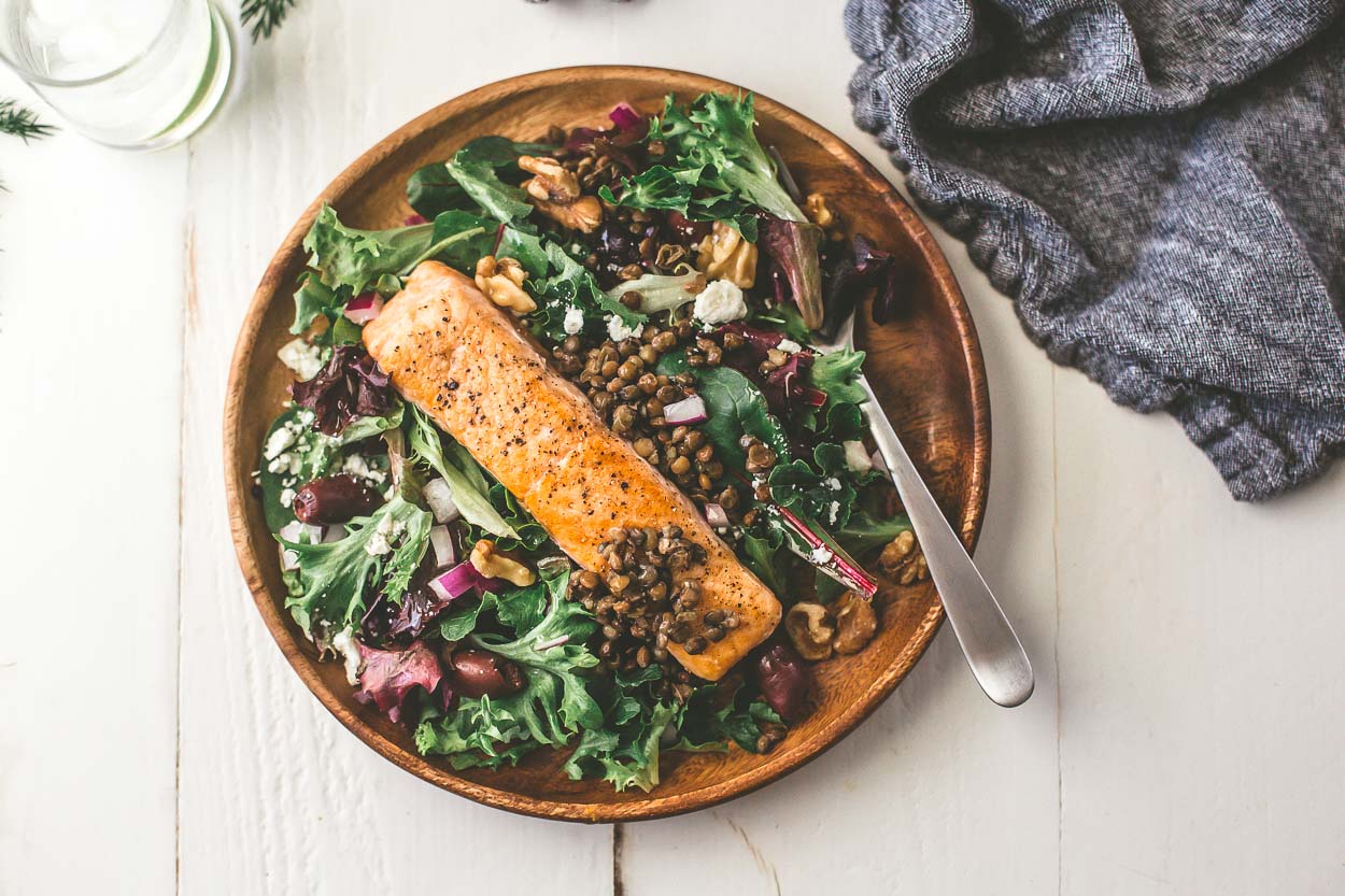 Warm Salmon and Lentil Salad