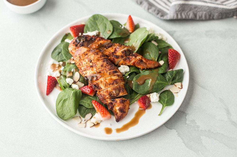 Dry-Rubbed Chicken and Spinach Salad