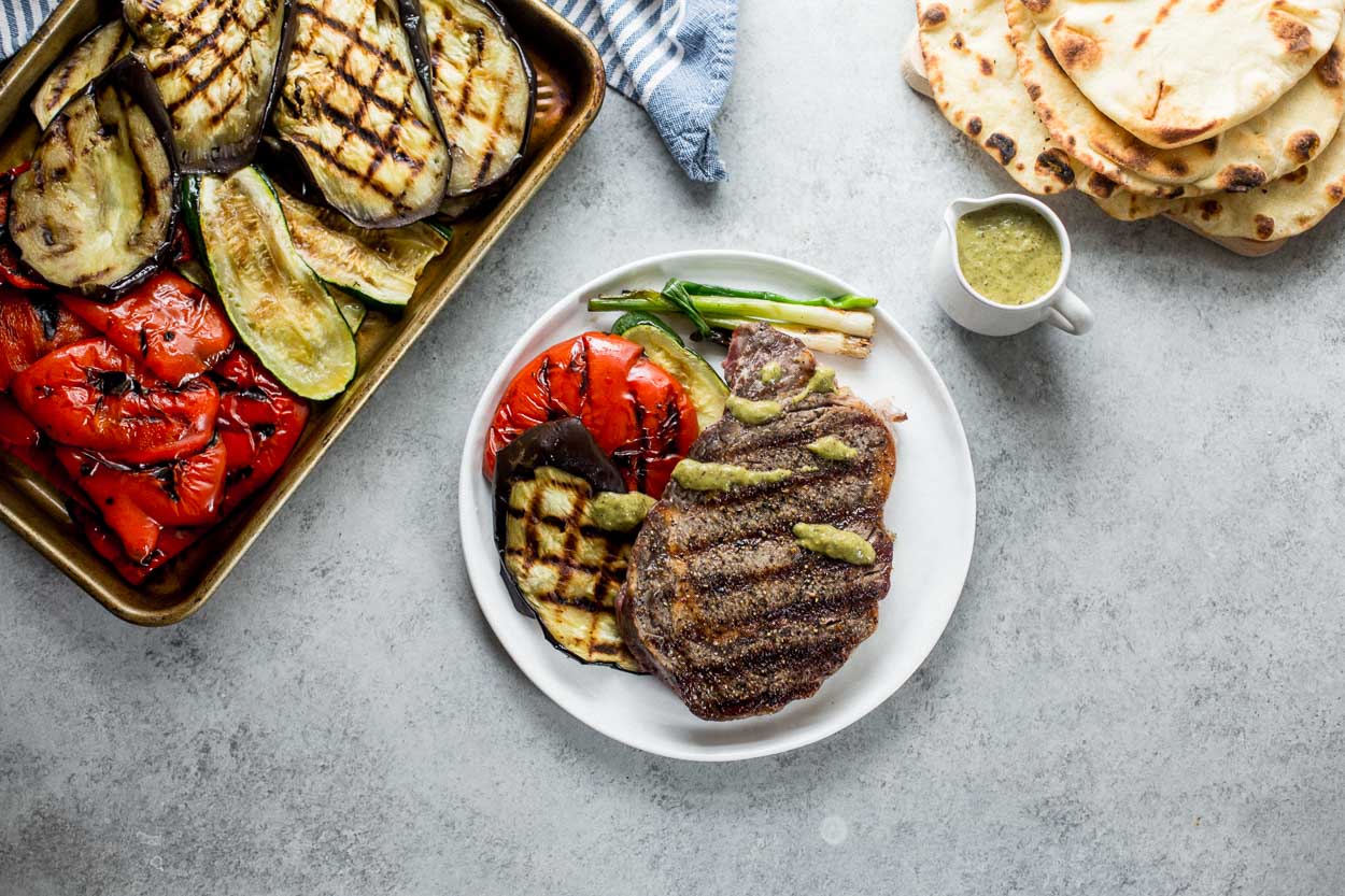Grilled Bisteca and Vegetables