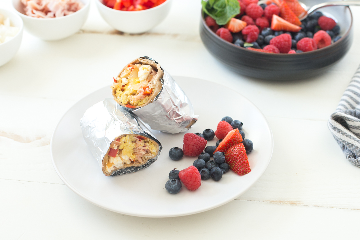 Ham, Bell Pepper, and Feta Scramble Wrap