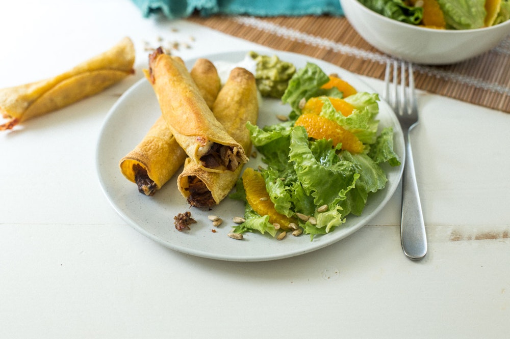 Baked Cheese and Refried Bean Taquitos 