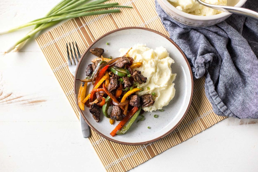 Sauteed Sirloin Tips with Bell Peppers and Onions 