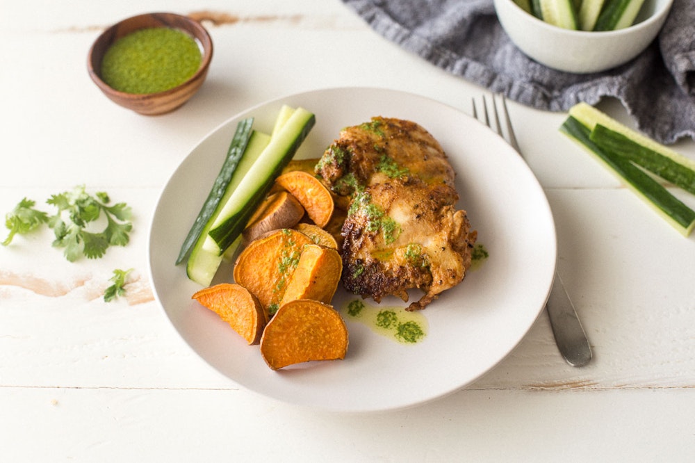 Sheet Pan Peruvian Chicken and Sweet Potatoes