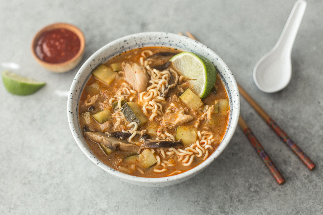 Slow Cooker (or not) Kimchi Chicken Ramen