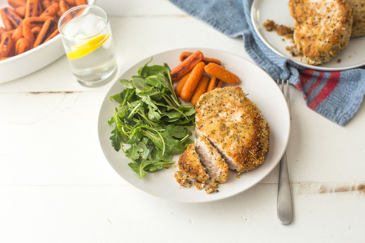 Baked Panko Crusted Italian Pork Chops
