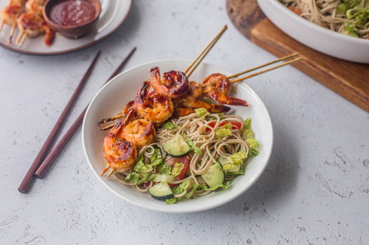 Honey-Gochujang Shrimp Skewers