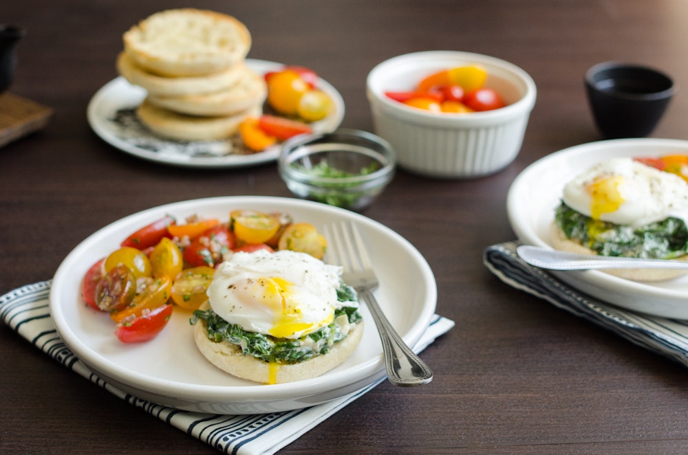 Poached Eggs with Creamy Spinach