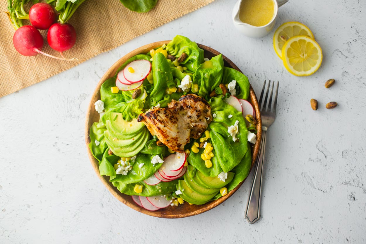Lemon Dijon Chicken and Butter Lettuce Salad 