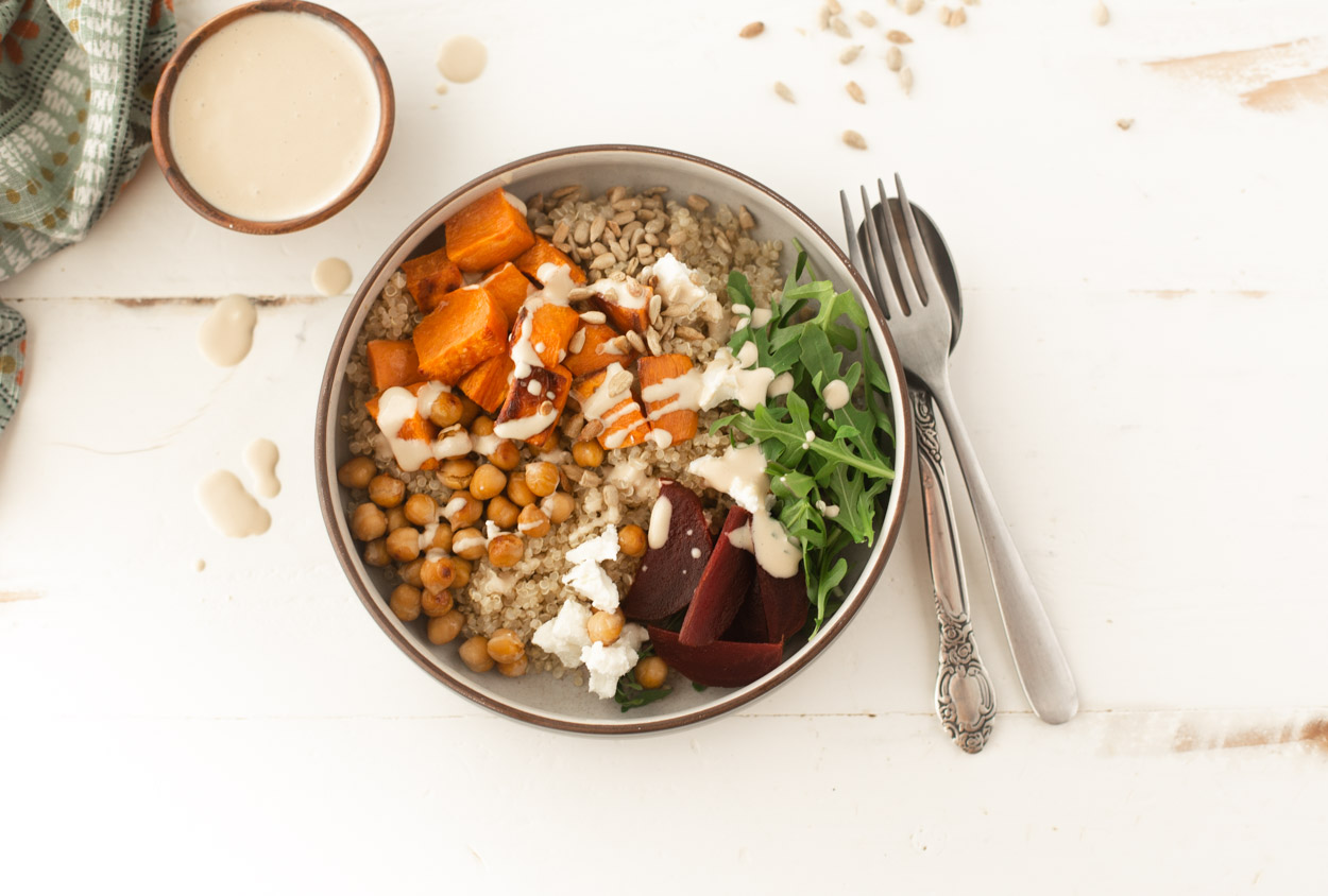 Harvest Bowl with Sweet Potatoes and Chickpeas