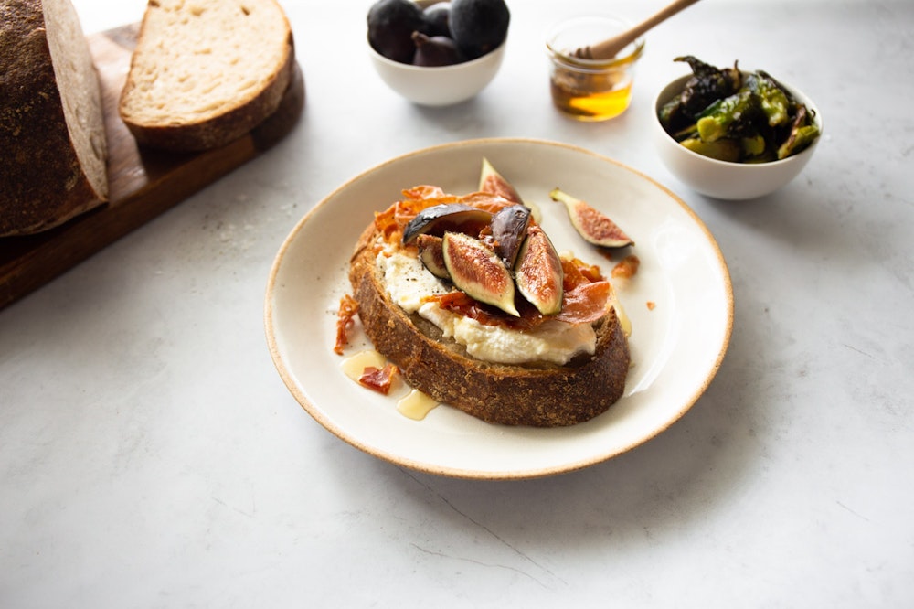 Ricotta Toast with Prosciutto and Figs