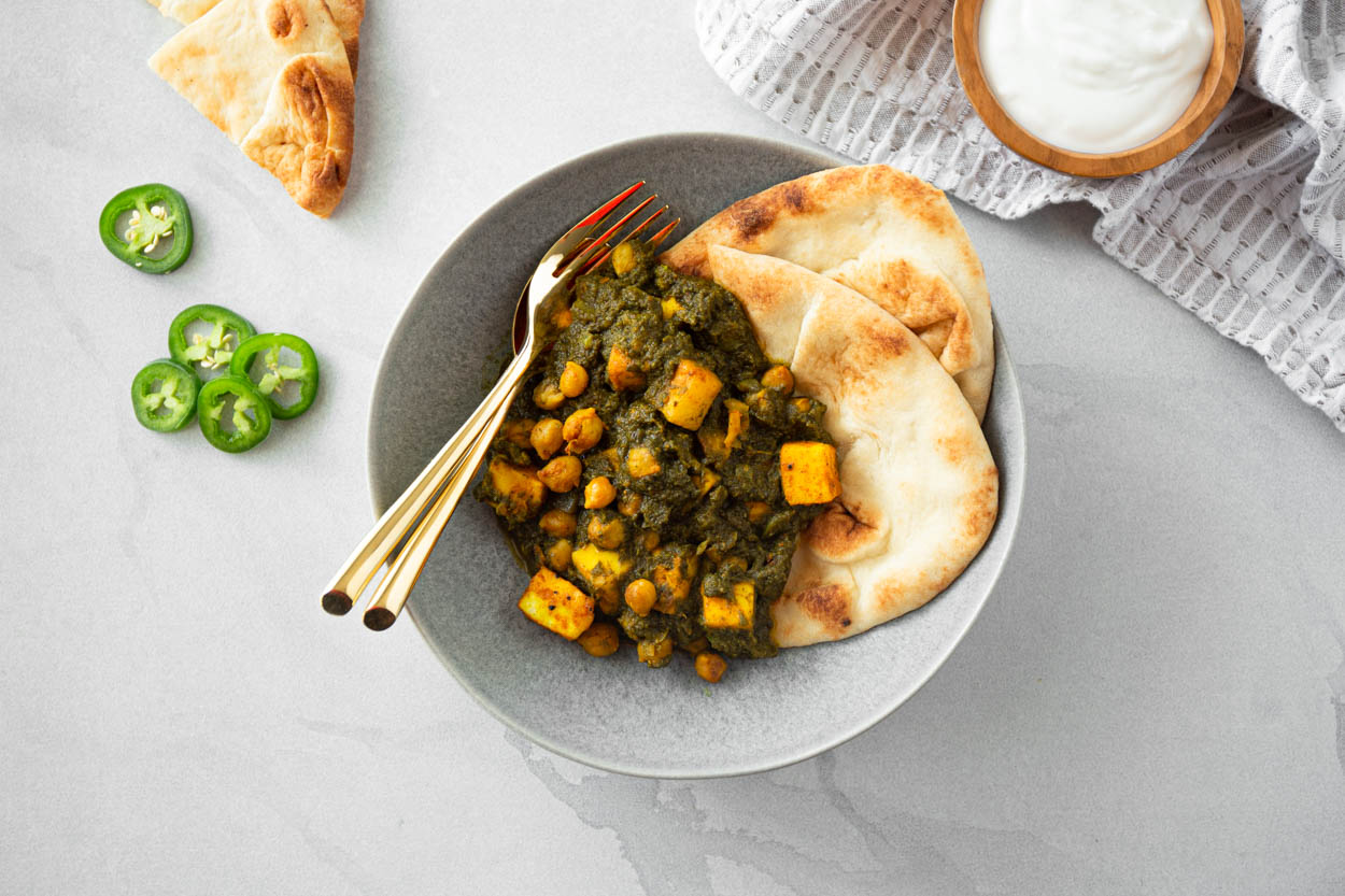 Saag Paneer with Chickpeas