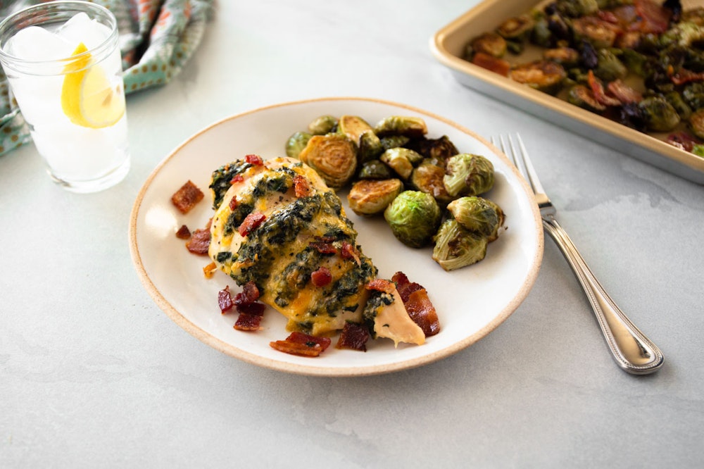 Hasselback Chicken with Spinach, Bacon, and Cheddar