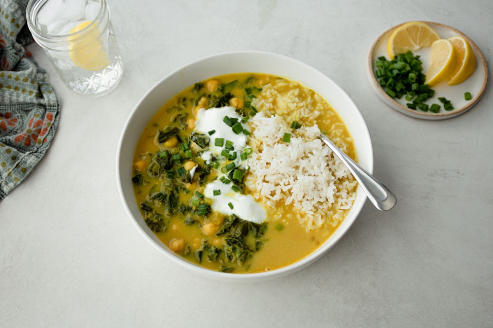 Curried Coconut Chickpea Stew with Greens 