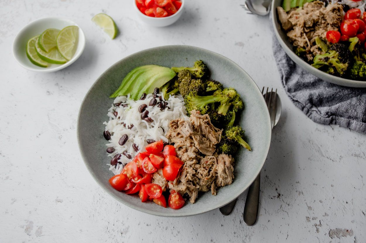 Slow Cooker (or not) Mojo Pork Bowl