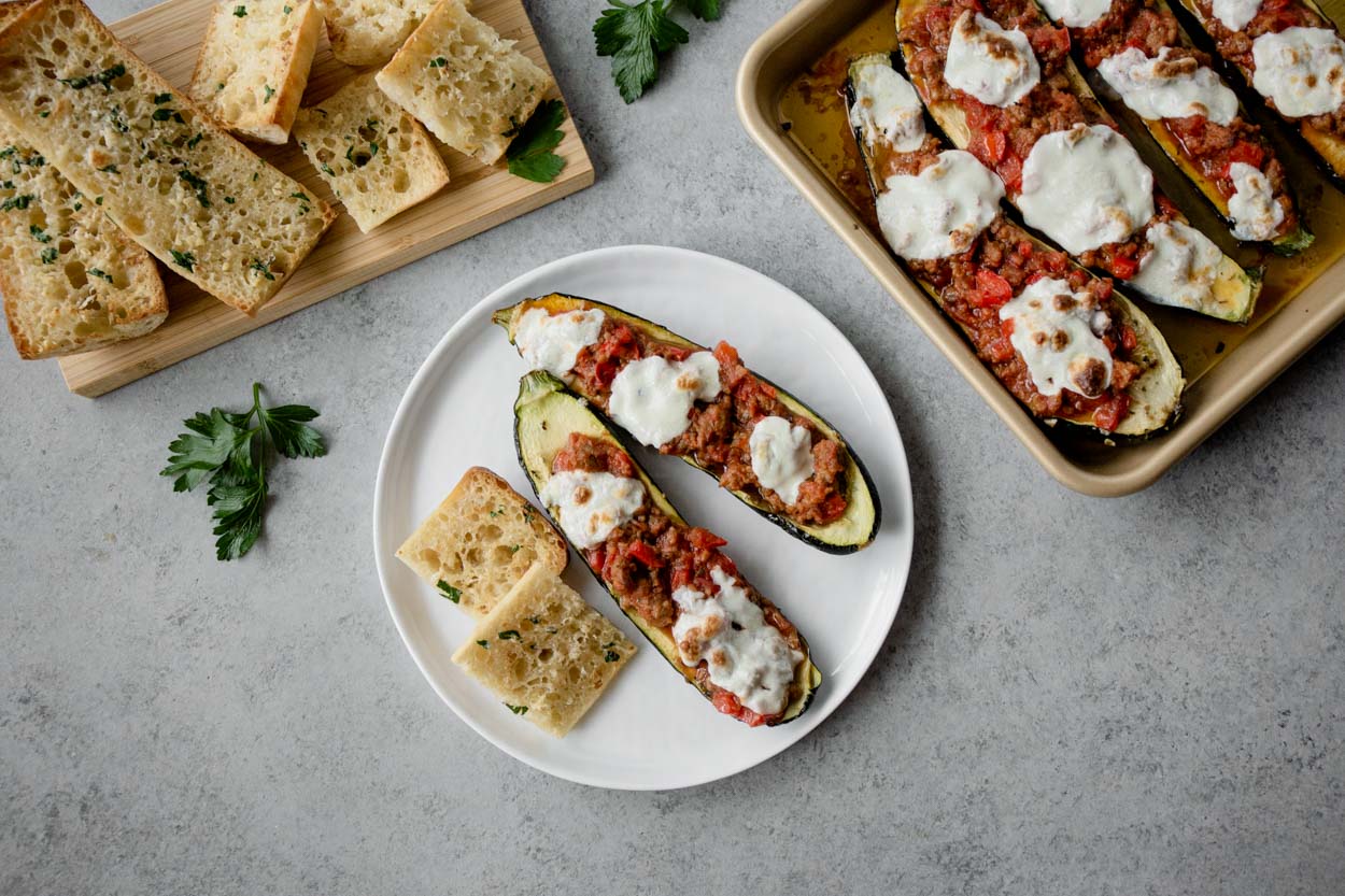 Pizza-Stuffed Zucchini Boats