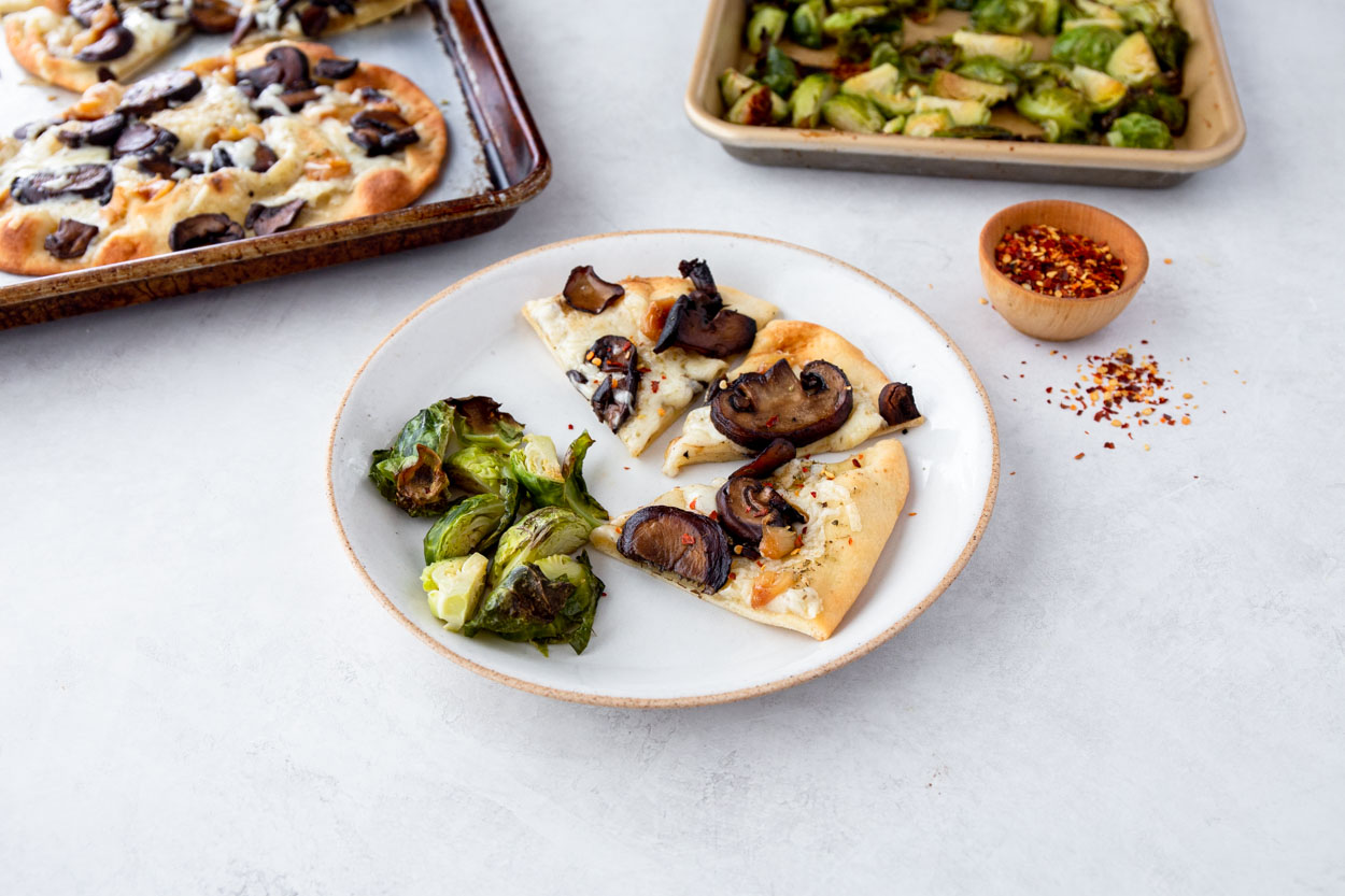 Mushroom and Roasted Garlic Flatbread with Fontina