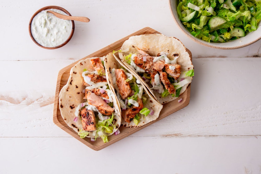 Roasted Chickpea Tacos with Tzatziki