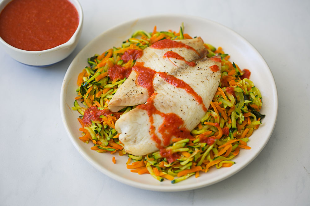 Roasted Tilapia and Carrot & Zucchini Hash