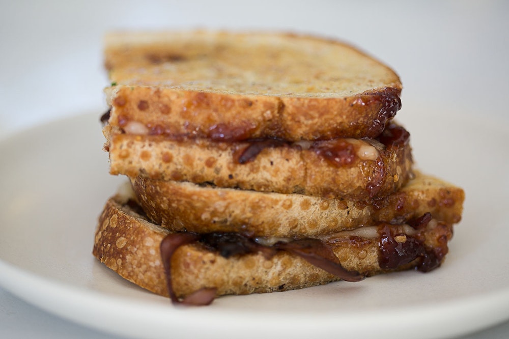 Grilled Cheese with Balsamic Red Onions and Jam