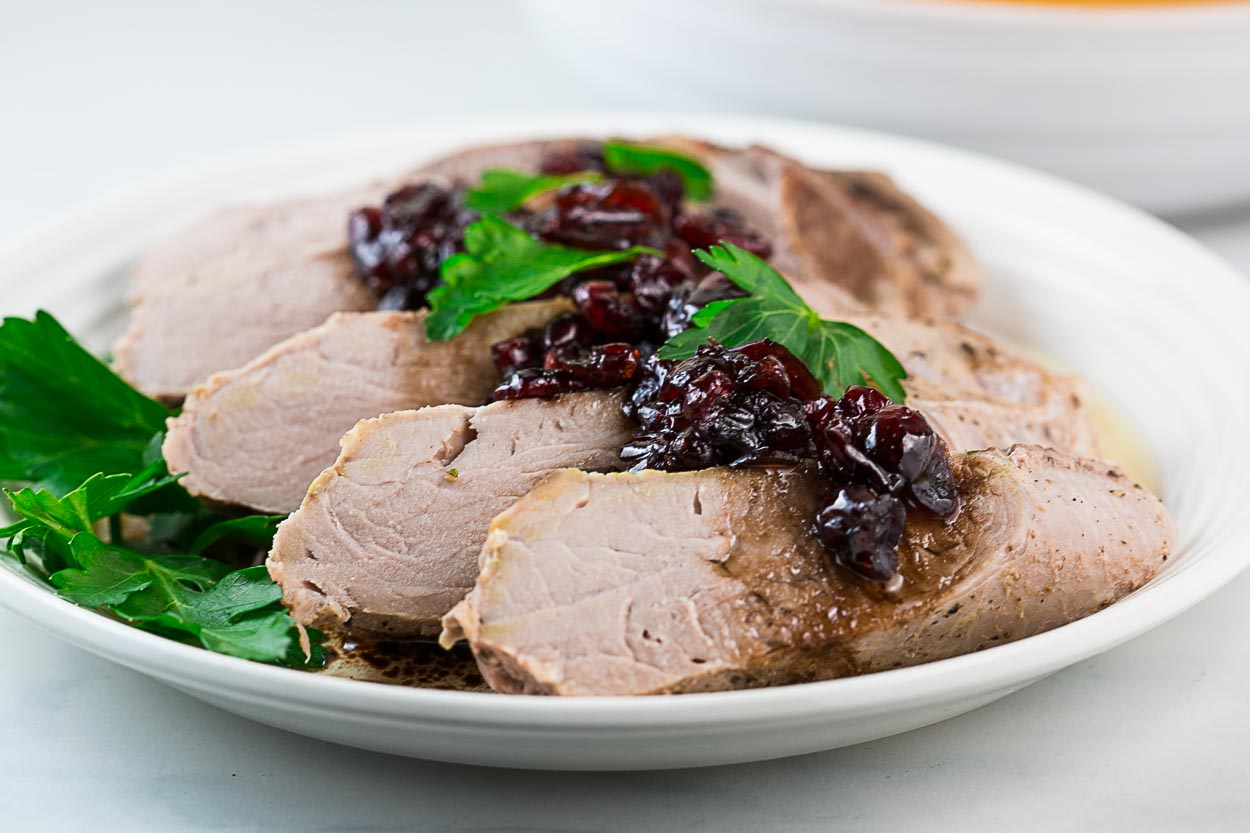 Pork Tenderloin with Cran-Balsamic Sauce		