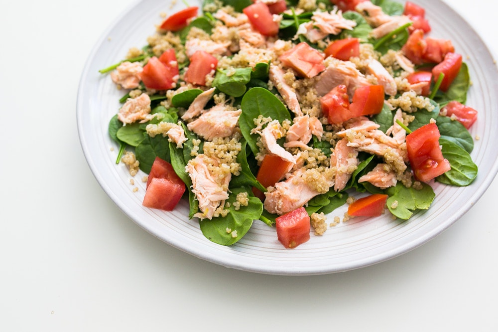 Leftover Salmon Spinach Salad
