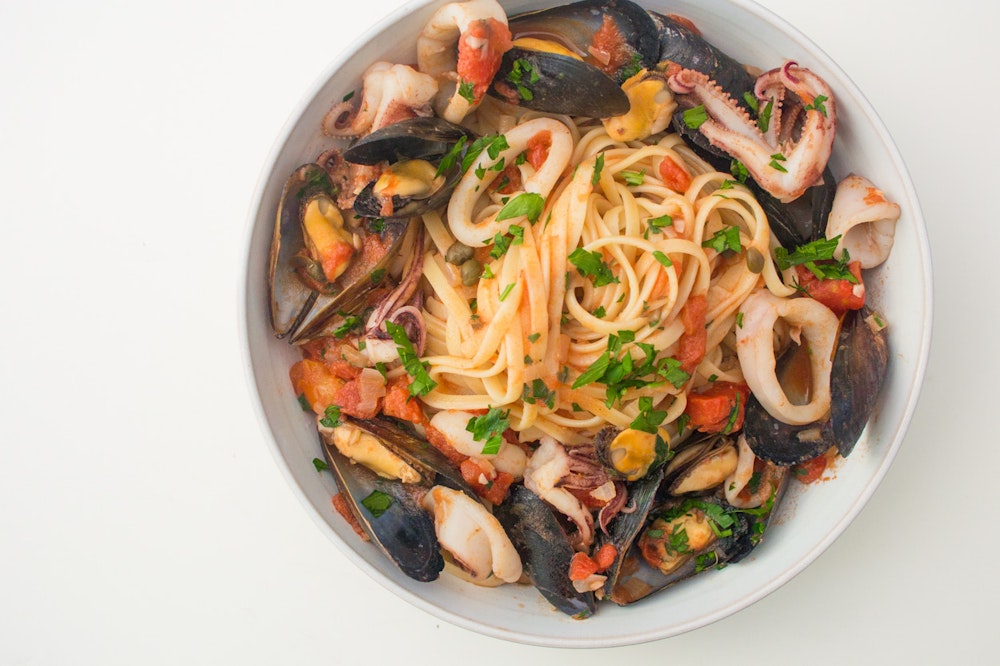 Seafood Pasta with Mussels and Calamari
