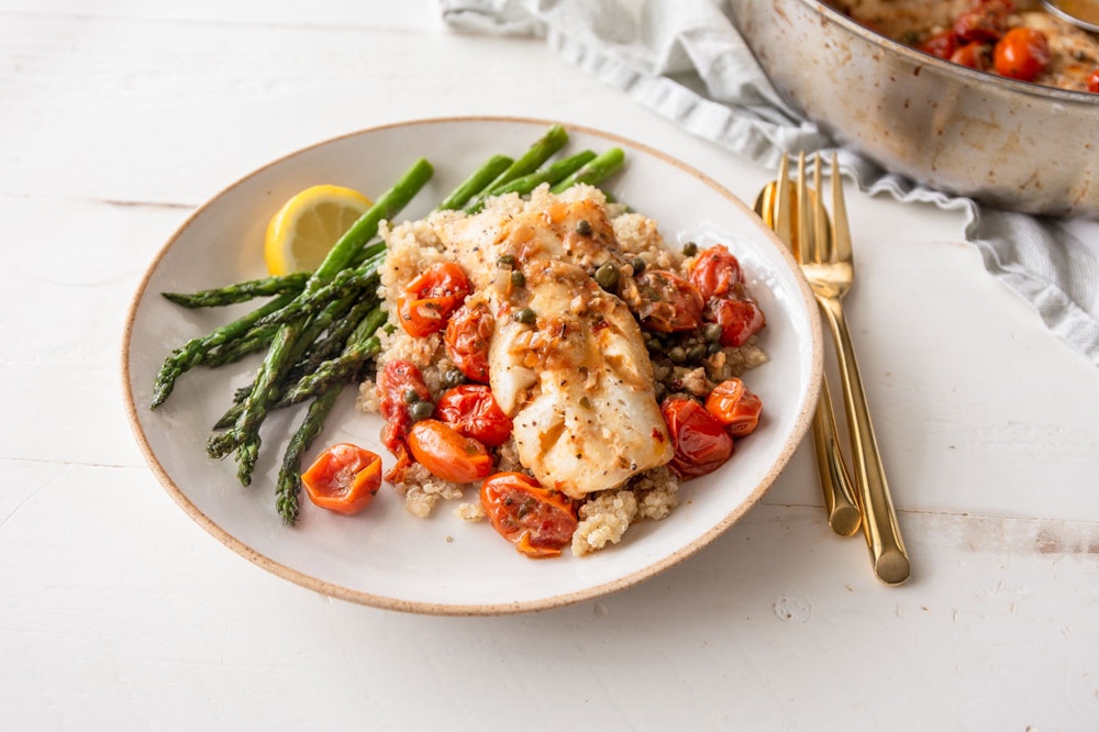 Roasted White Fish with Cherry Tomatoes
