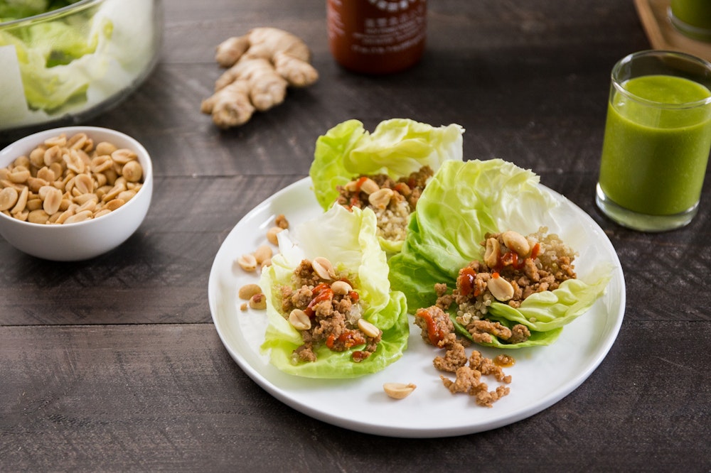 Thai Red Curry Lentil and Quinoa Lettuce Cups 