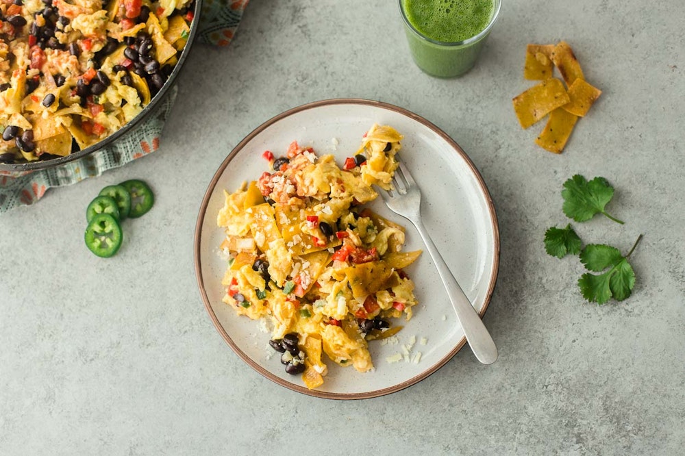 Migas with Black Beans and Eggs