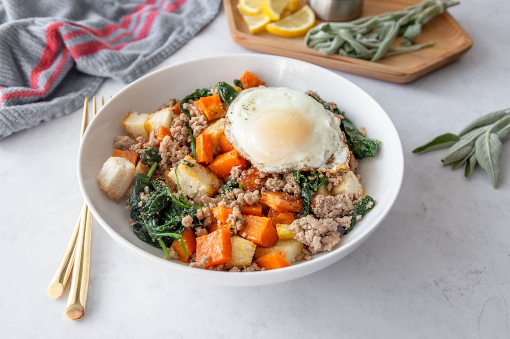 Deconstructed Stuffing and Lentil Bowl
